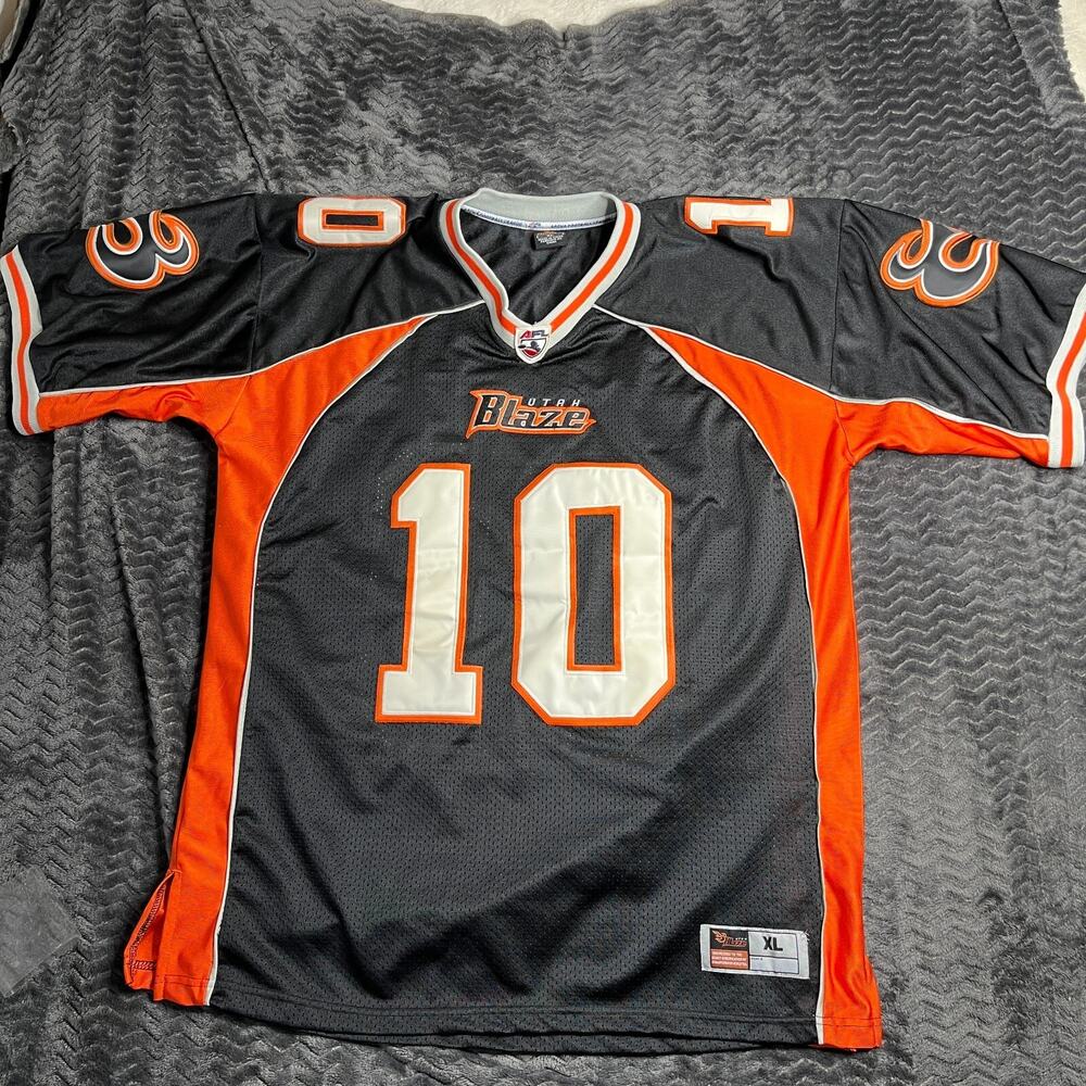 Utah Blaze AFL Mens Black Orange Joe Germaine V Neck Jersey Size XL